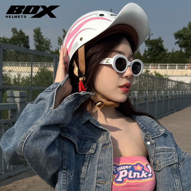 3C认证瓢盔复古巡航头盔新国标电动摩托K车大码半盔夏季男女士通