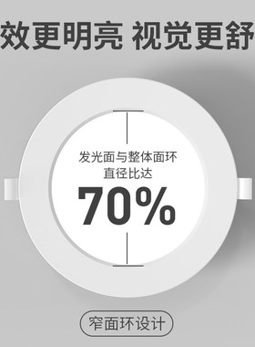 led筒灯嵌入式超薄天花孔灯圆形4寸12W6寸18W客厅玄关吊顶洞灯9瓦