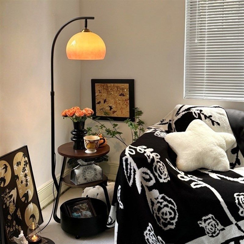 中古风钓鱼灯落地灯客厅沙发旁高级感卧室床头柜置物充电一体台灯,家装灯饰光源,置物功能落地灯,淘宝优惠券,粉丝福利购,淘宝优惠卷