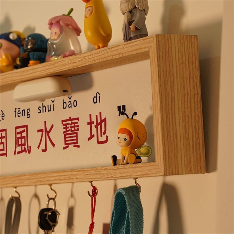 创意门口置物架钥匙收纳摆件挂钩墙上入户玄关门后V壁挂架子挂衣