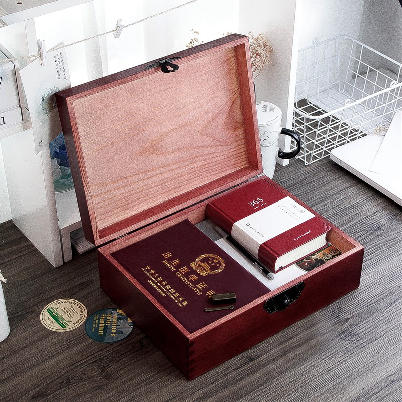 复古木盒子木箱收k纳整理盒木质带锁小箱子收藏木盒实木储物箱木