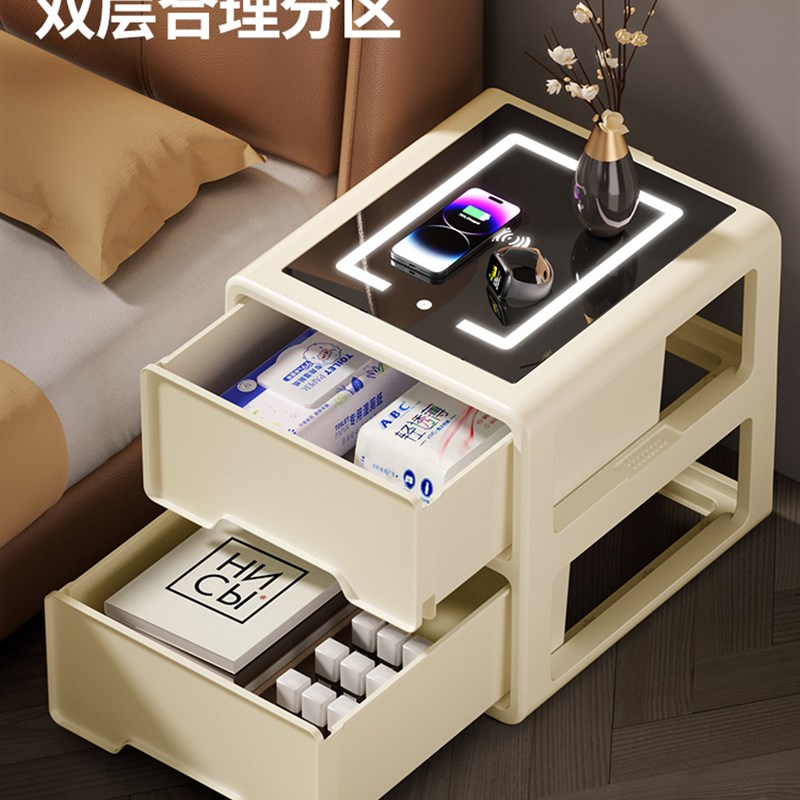 家用抽屉式收纳柜零食夹缝置物柜储E物柜子多层客厅卧室智能床头