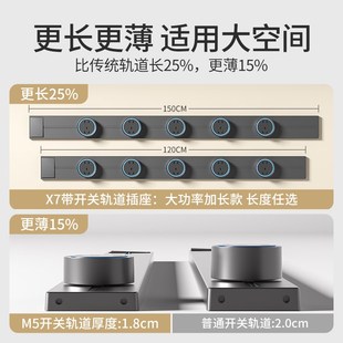 华帝斯加长轨道插座带开关可移动滑轨排插32A家用120 150cm超长款