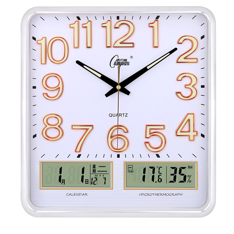 康巴丝钟表夜光i静音挂钟现代简约客厅电子钟石英钟表卧室家用挂