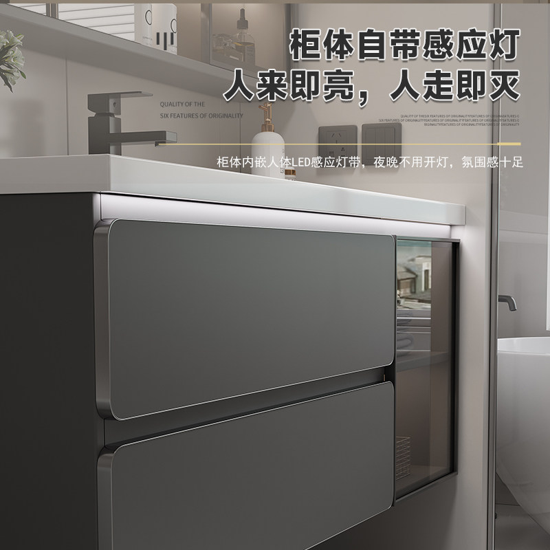 轻奢奶油风浴室柜组合现代简约卫生间洗漱台陶瓷一体洗手洗脸盆柜,家装主材,浴室柜组合,淘宝优惠券,粉丝福利购,淘宝优惠卷