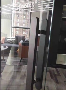 玻璃门拉手实木雕刻新款现代时尚简约D酒店拉手黑色拉手刻字刻LOG