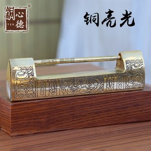 仿古铜锁老式插销锁门鼻子古代通用型古董长锁子复古锁头横开挂锁