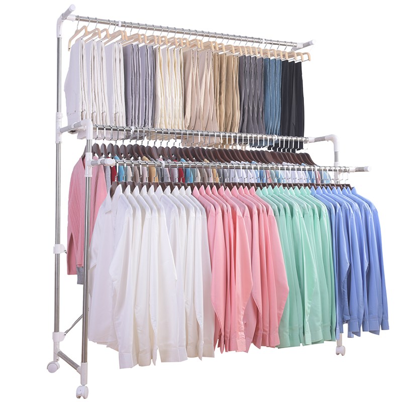 晾衣架子 落地折叠室内双杆式阳台家用伸缩O晒衣杆移动升降凉衣架