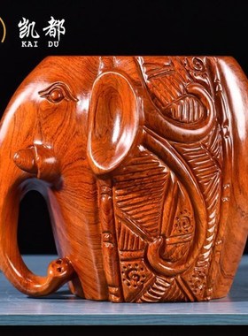 花梨木雕刻大象凳子家用实木象凳客厅小孩儿童换鞋凳招财象工艺品