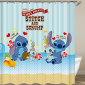 装 饰挂布浴帘卫生间挡水洗澡帘史迪仔窗帘Stitch史迪奇柜门遮挡帘