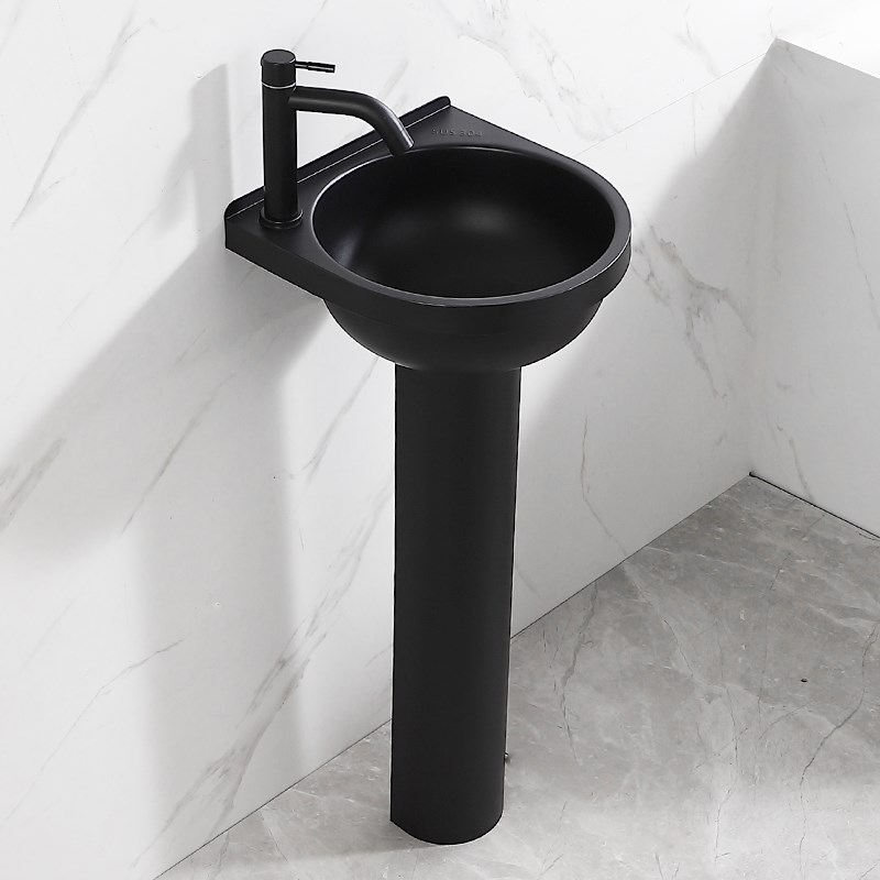 304不锈钢家用小户型阳台户外洗漱台G洗手盆台盆立柱式落地洗脸盆