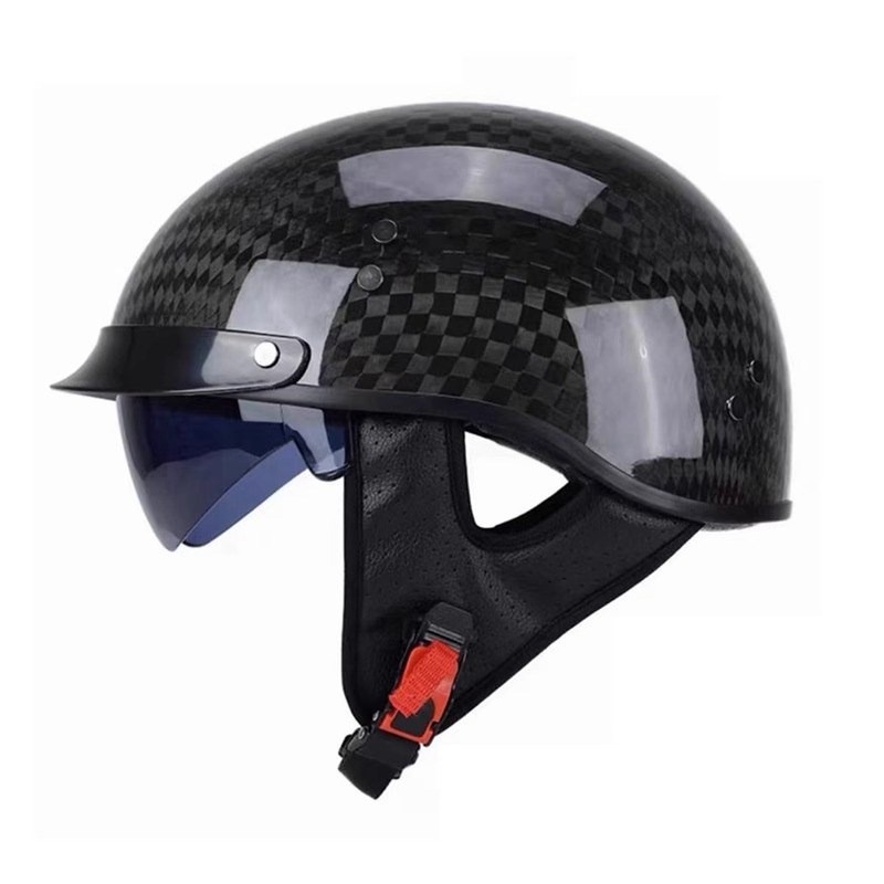 3c认证头盔碳纤维半盔电动摩托车安全半盔瓢盔男女通用复古瓢盔