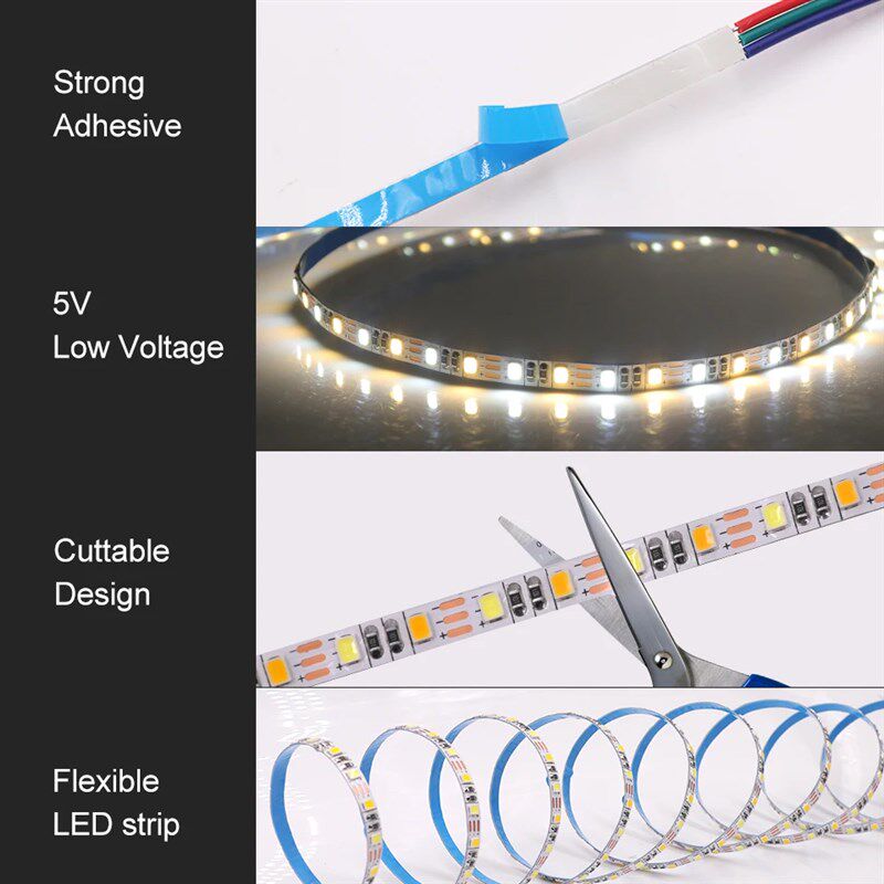 窄版5mm双色温5v120灯2835可调光变色三色智能白光 暖光led灯带条