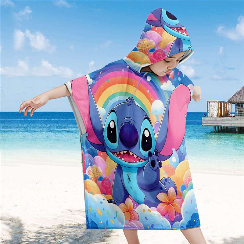 迪仔浴巾斗篷带儿童m帽浴袍女童游泳吸水快干浴巾男童可穿沙滩巾1