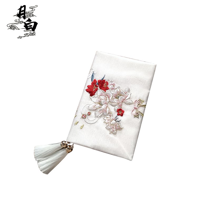 月白 花语 国风刺绣手工布艺书衣手帐F本手账本A5日记本笔记本书