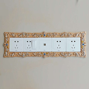 86型四开五连欧式树脂开关贴插座装饰保护套简约现代墙壁贴定做