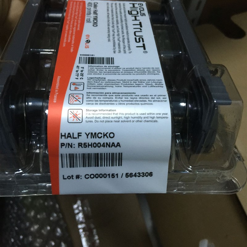 EVOLIS ZENIUkS/PRIMACY证卡打印机半格1/2YMCKO彩带R5H004NAA色