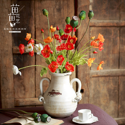虞美人仿真花 室内装饰插花假花摆件越秀区圣美工艺品兰桂坊花