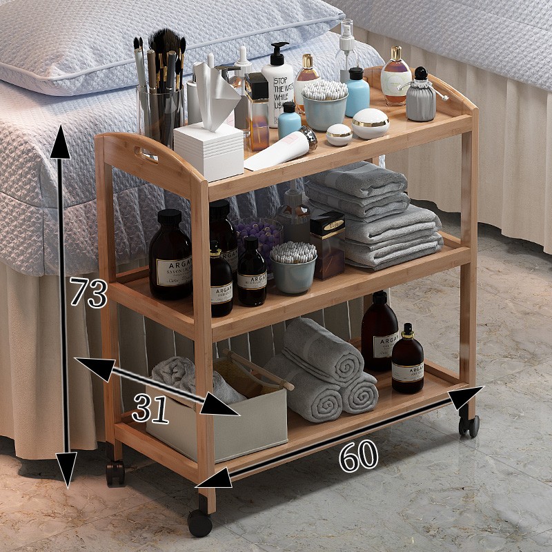 美容美发推车美发铁艺三层美容院小推车美甲纹身工具车置物架实木