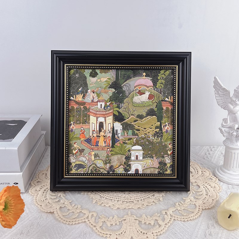 黑色方形相框挂i画复古摆件客厅卧室玄关餐厅沙发背景墙装饰画油图片