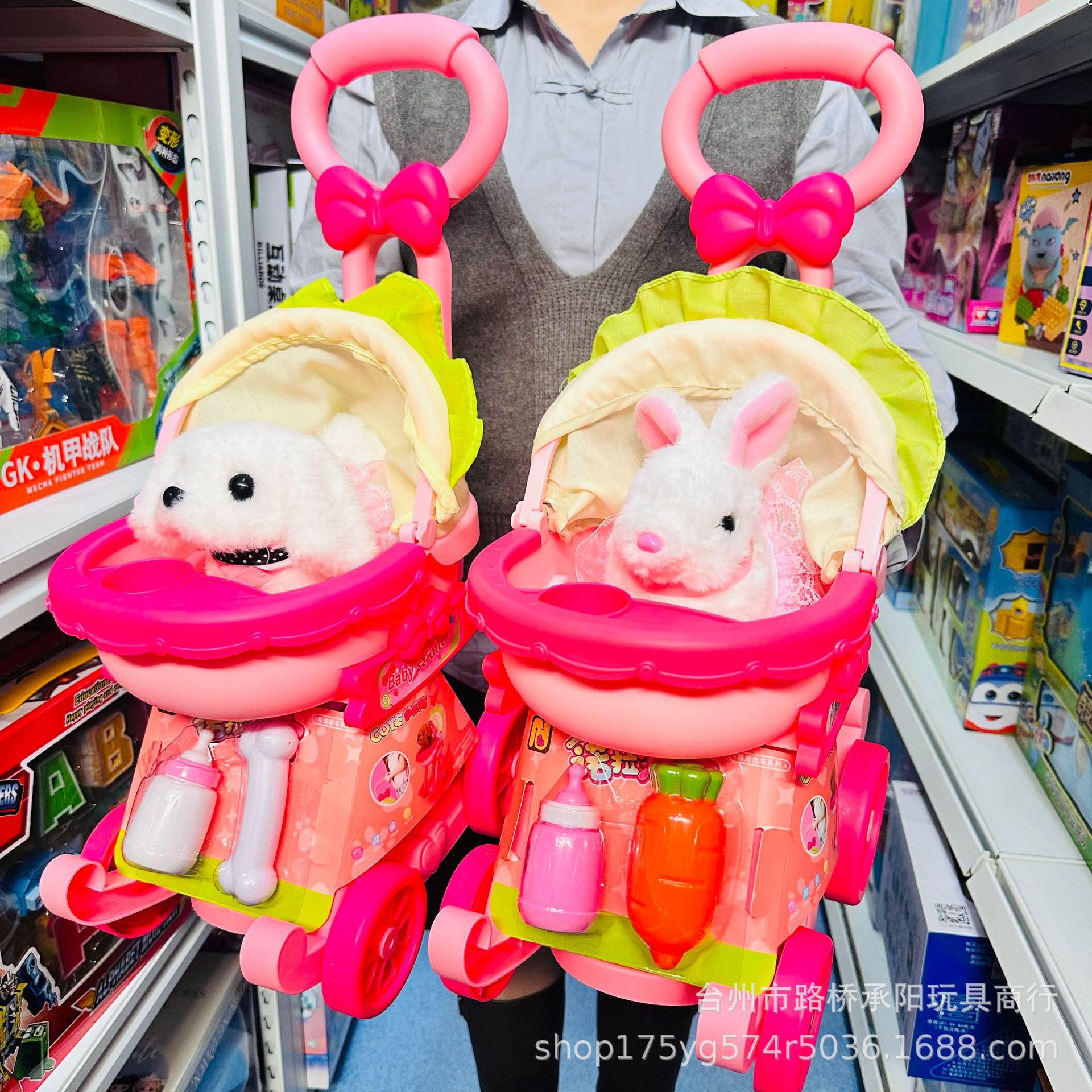 诺拉宠宝儿童仿真毛绒电动小兔狗狗猫咪会走路会叫宠物手推车玩具