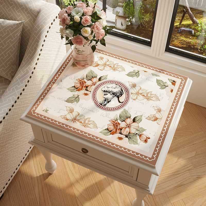 ft美式田园卧室床头柜防尘垫免洗防水防油桌垫梳妆台边柜盖布盖巾