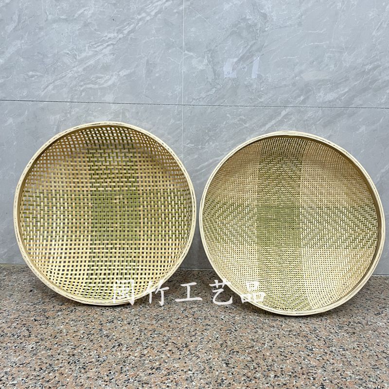 竹编竹筛子茶沫筛竹簸箕细孔菜籽筛家用粗孔晾晒装饰粉末竹筛竹筐
