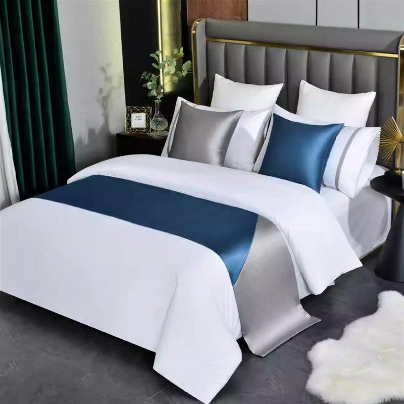 轻奢样板间酒店床上用品宾馆布草全套床品L床尾巾床旗尾垫床罩床