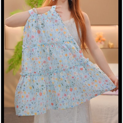 【SY】女童甜美可爱碎花连衣裙夏季挂脖公主裙度假风背心裙HCF375