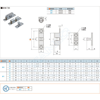 。SAMLO MPA-40/48/59/67滚珠门扣 MPY锌合金门碰 门磁 门吸 碰珠