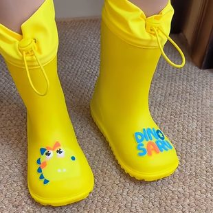 雨靴儿童小孩水鞋 趣学生 宝宝女孩男童束口萌防水防滑胶鞋 轻便雨鞋