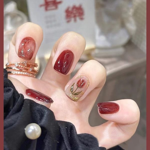 小孩小学生法式中长穿戴甲婚礼的小版儿童感适合甲方高级短中长款