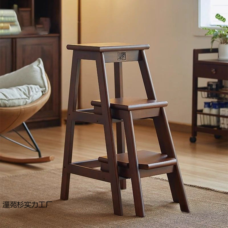 实木梯凳家用梯子多功能折叠梯登高楼梯凳子两用置物架爬梯三步梯