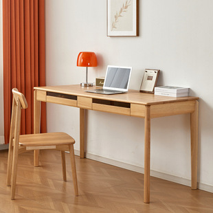 北欧实木白橡木书桌现代简约悬浮学习桌北美樱桃木书房办公电脑桌