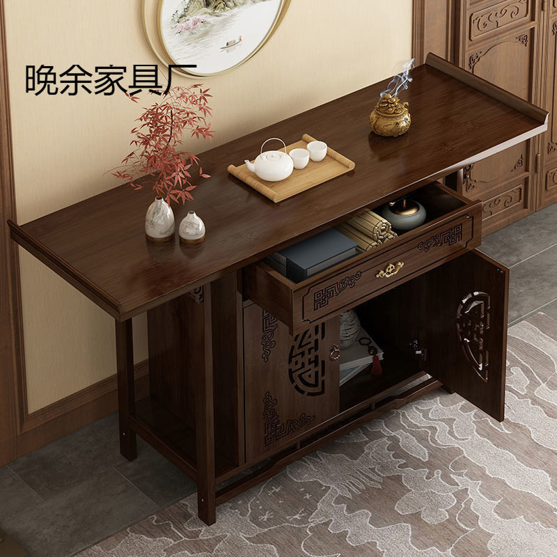新中式实木窄长条玄关佛台