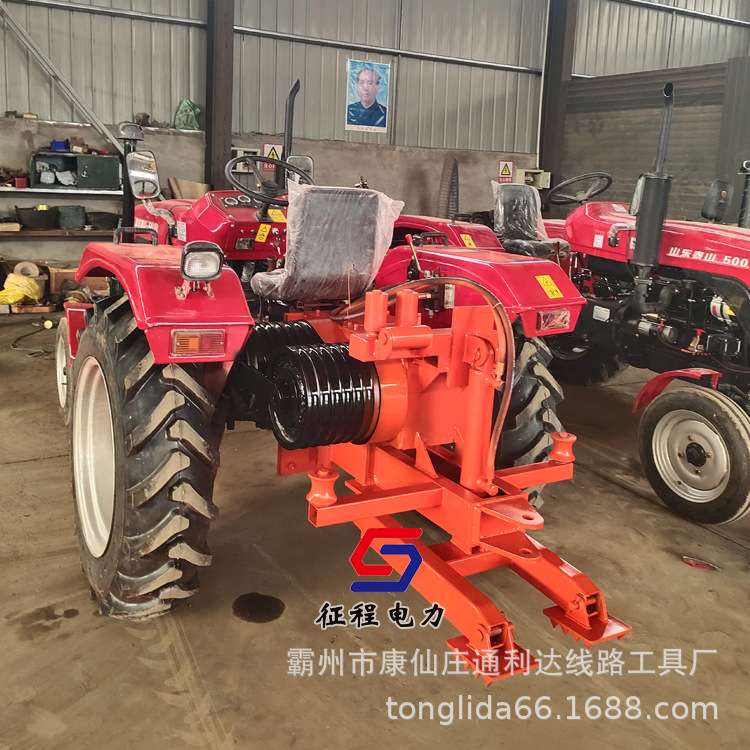 电力施工放线拖拉机绞磨车，四轮机头改装机动绞磨，10吨绞磨