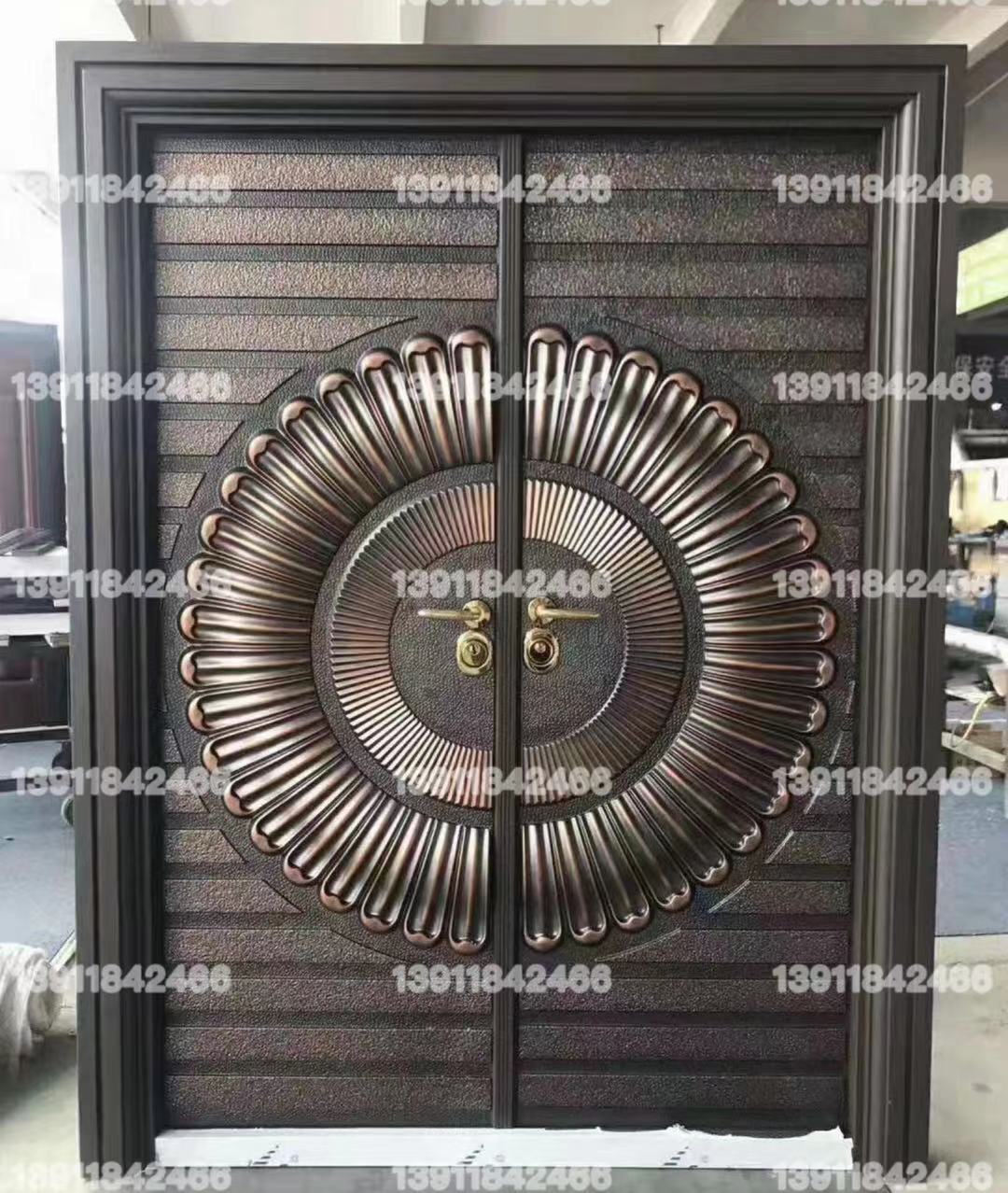 厂家直销纯铜门别墅防盗单开对开门钢质仿铜门防盗入户门庭院大门