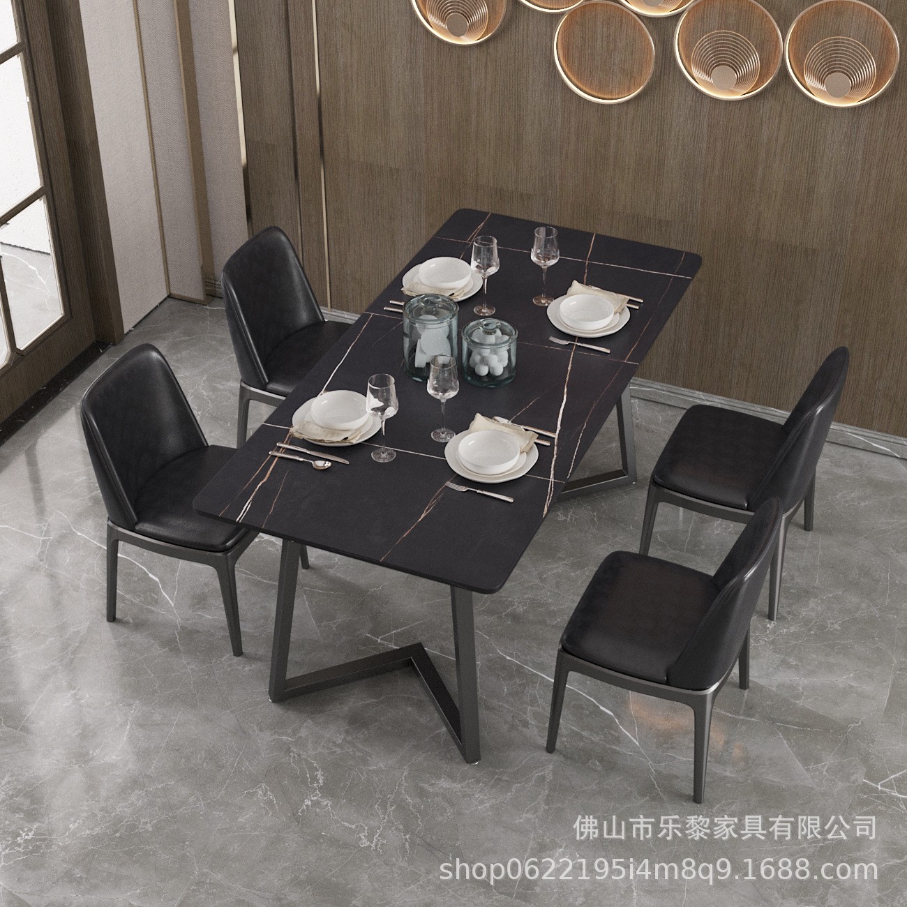 小户型岩板伸缩餐桌椅组合