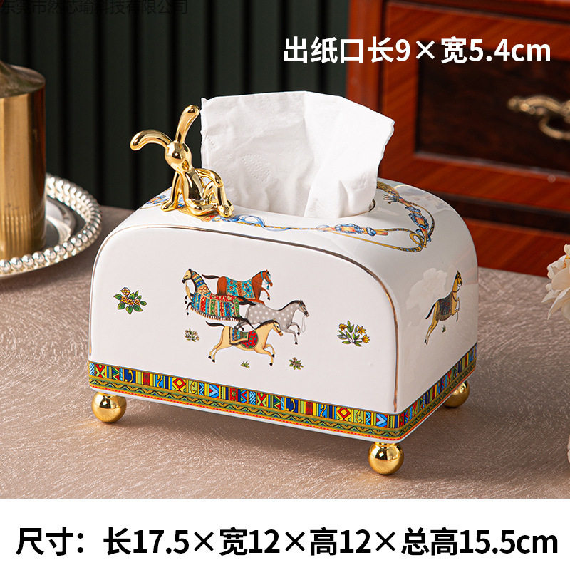 厂家直销现货欧式陶瓷小纸盒客厅抽纸盒家用餐厅茶几创意纸巾盒收