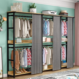 衣帽间架子落地衣架双层家用卧室开放式 带抽屉收纳衣柜轻奢衣帽架