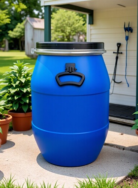 卡子桶60升抱箍桶蓝色大容量工业生产泔水废液桶60L树脂桶抱箍桶