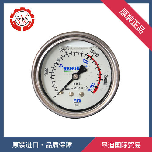 REHOBOT进口压力表TX104耐震压力表0-160MPA高压耐震压力表