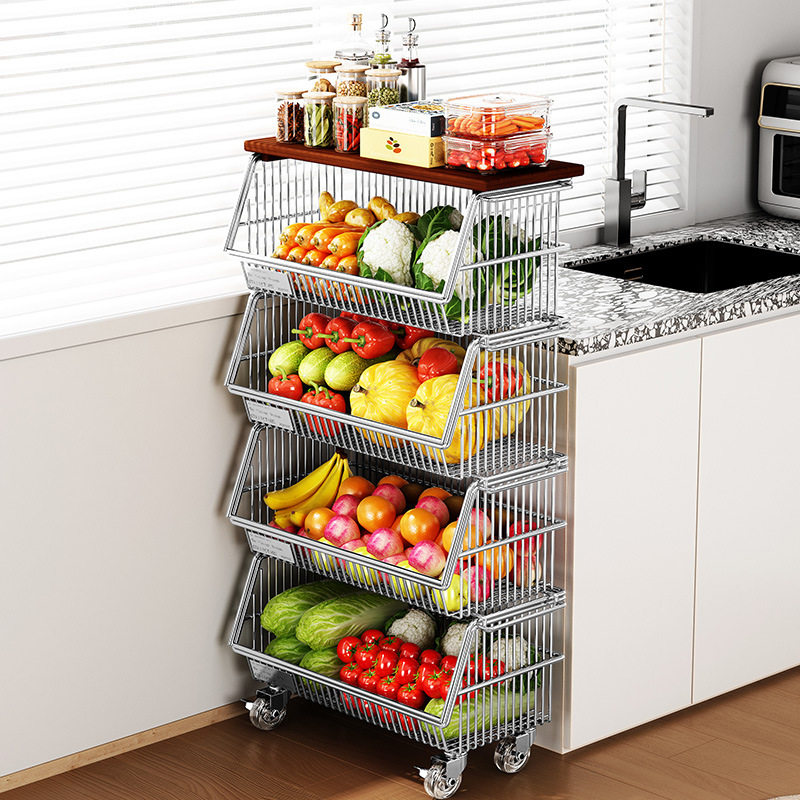厨房菜篮子置物架多层落地可移动放水果蔬菜收纳家用多功能小推车,电子元器件市场,电线扎带/束线带,淘宝优惠券,粉丝福利购,淘宝优惠卷