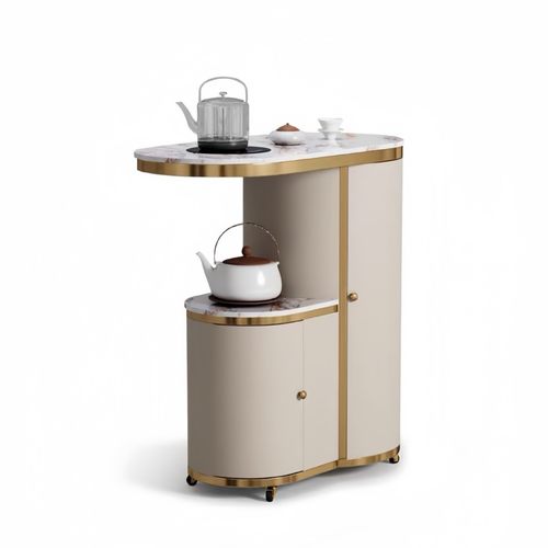 JUYI意式轻奢风阳台茶桌设计师新款别墅大宅家用天然奢石现代茶台