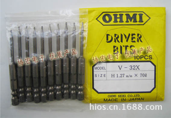 供应日本近江机电OHMI内六角批头V-14X V-32X梅花批头H1.27MM*70