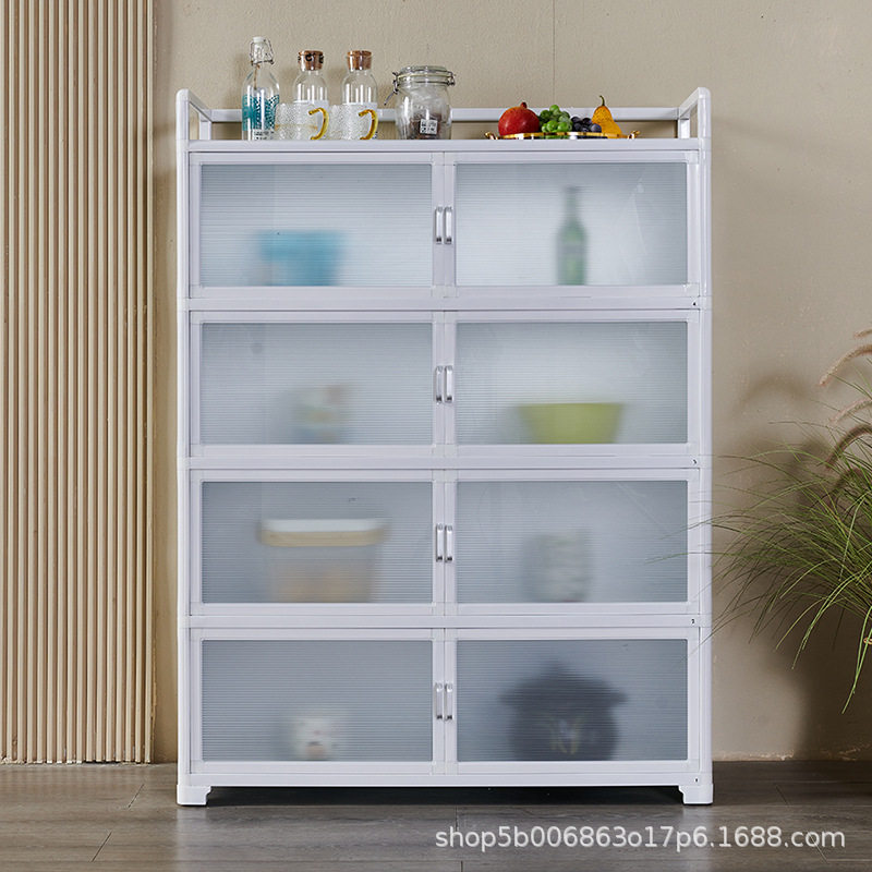 厨房碗柜置物架铝合金餐边柜子多层收纳橱柜简易家用储物收纳厨柜