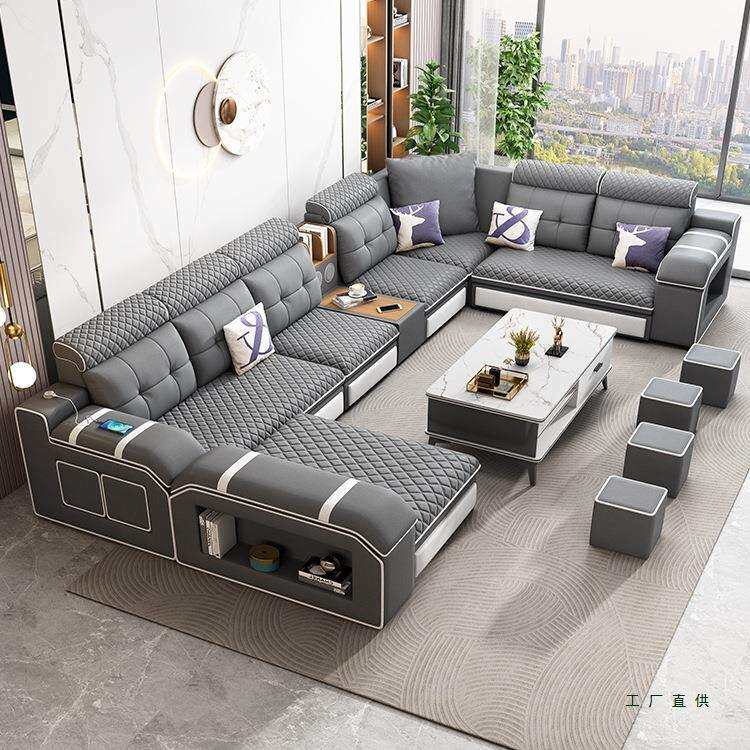 简约现代大小户型可拆洗猫抓布沙发组合转角贵妃客厅免洗布艺沙发