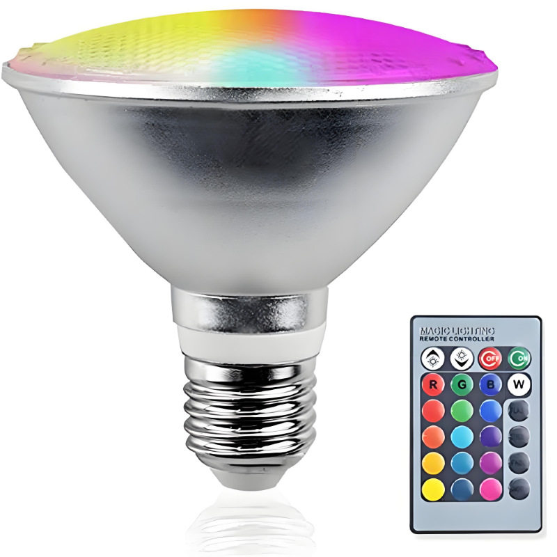 LED新品户外防水par30遥控RGB射灯30W草坪灯E27灯头景观氛围灯