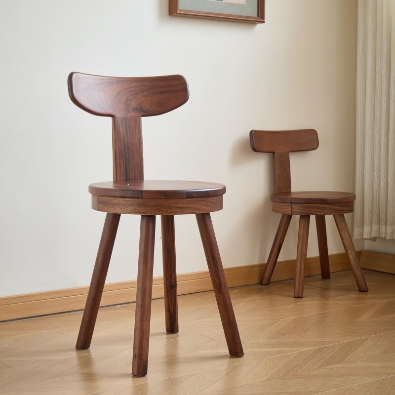 胡桃木实木可旋转书桌椅子舒适久坐电脑椅办公靠背椅学习休闲椅子