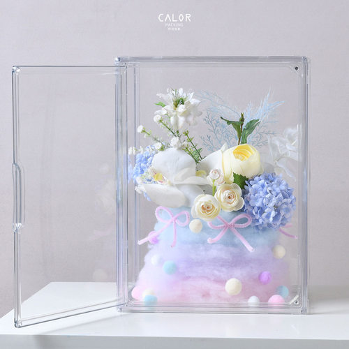 咔拉拼装水晶亚克力盒插花情侣节花蓝高透明花艺资材花店包装材料